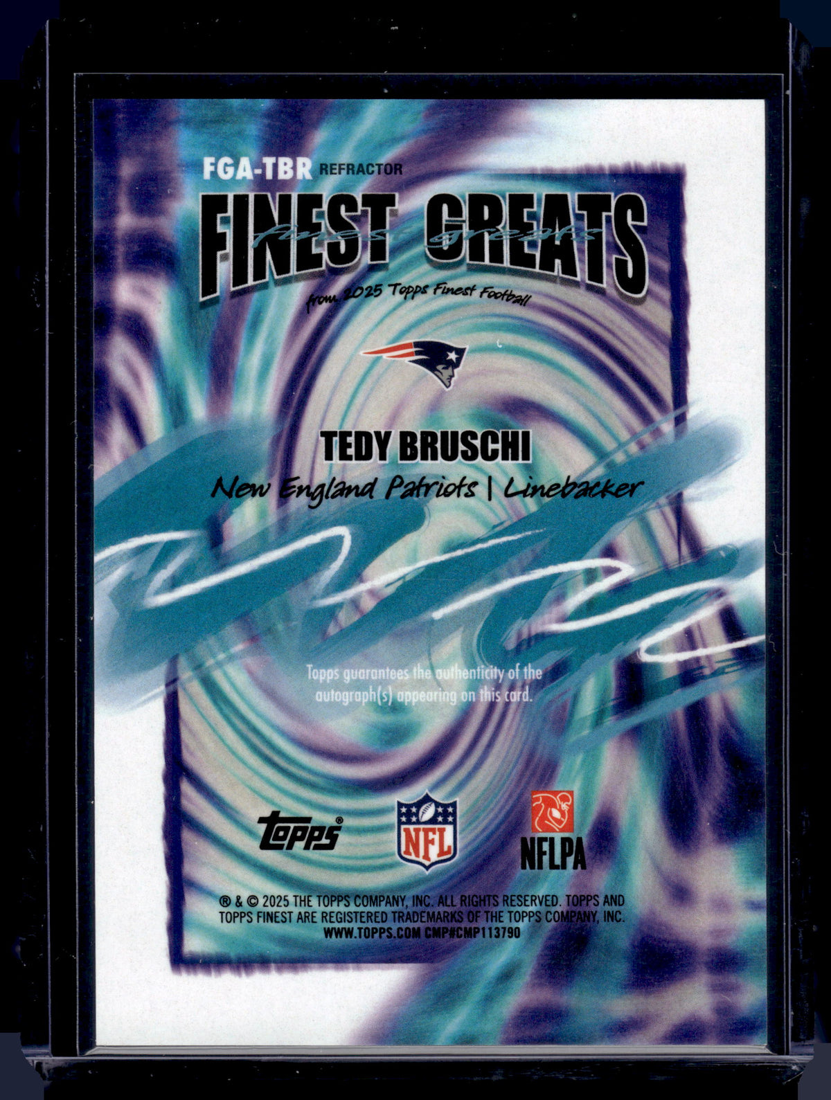HL-INV 2025 Topps Finest Finest Greats Tedy Bruschi #FGA-TBR Refractor Auto
