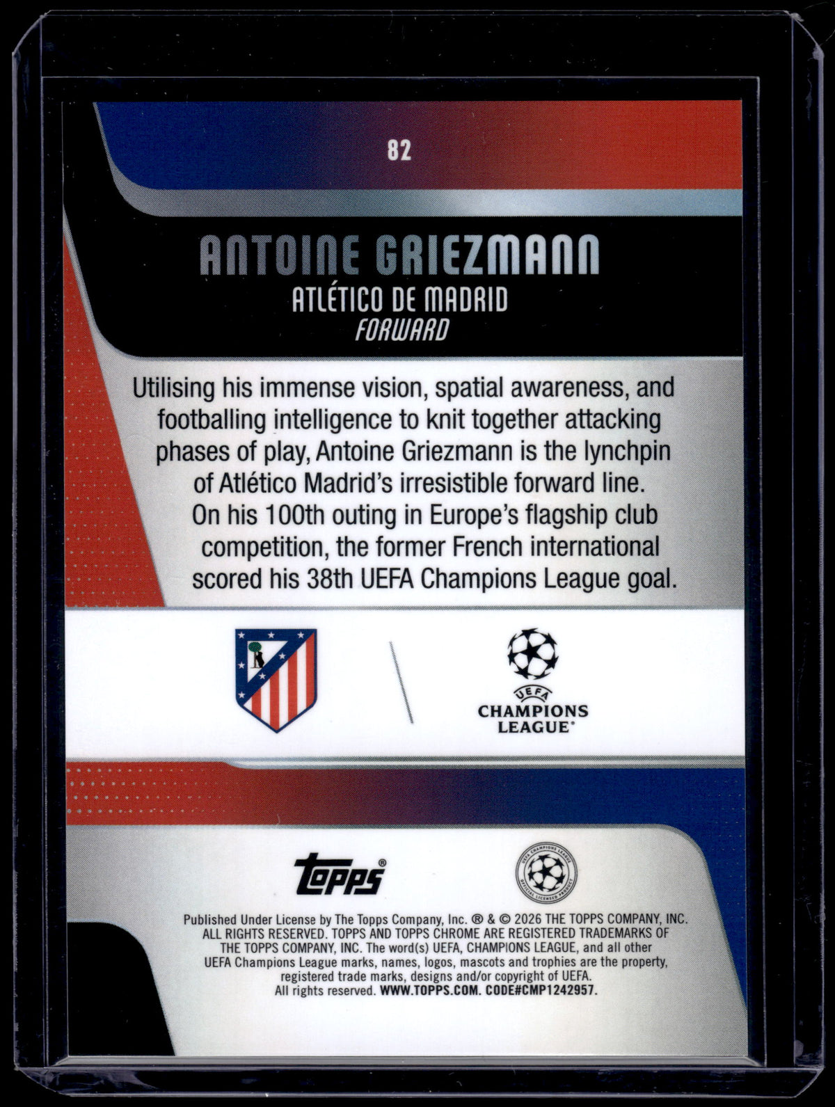 HL-INV 2026 Topps Chrome UEFA Antoine Griezmann Aqua Lava Refractor /299 #82