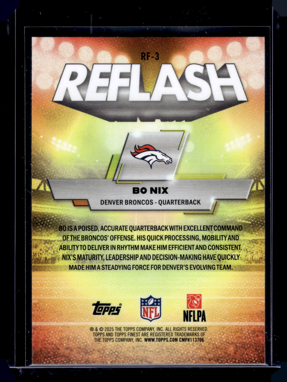 HL-INV 2025 Topps Finest Reflash Bo Nix #RF-3 /150