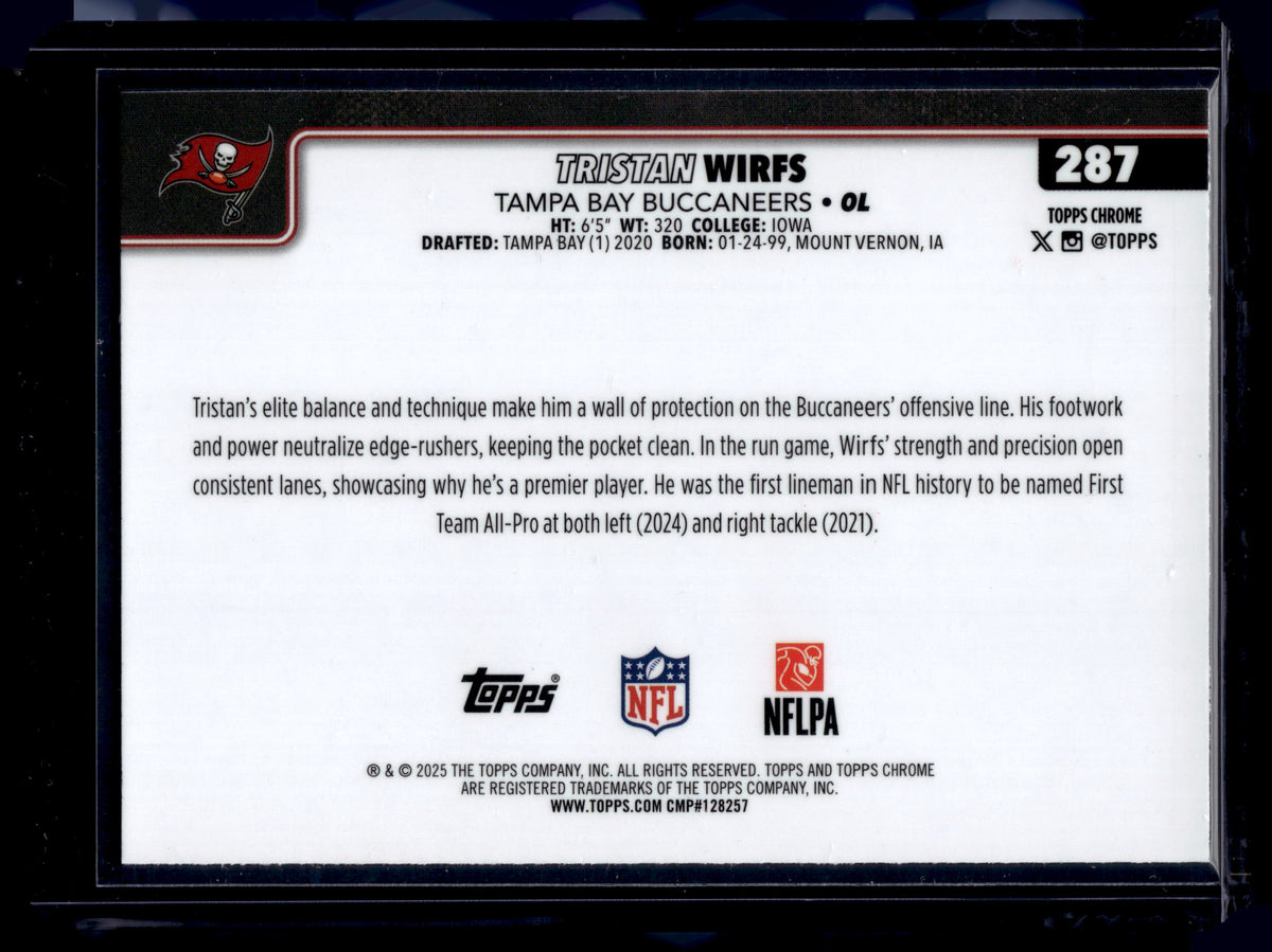 HL-INV 2025 Topps Chrome Tristan Wirfs #287 Blue Wave Refractor /150