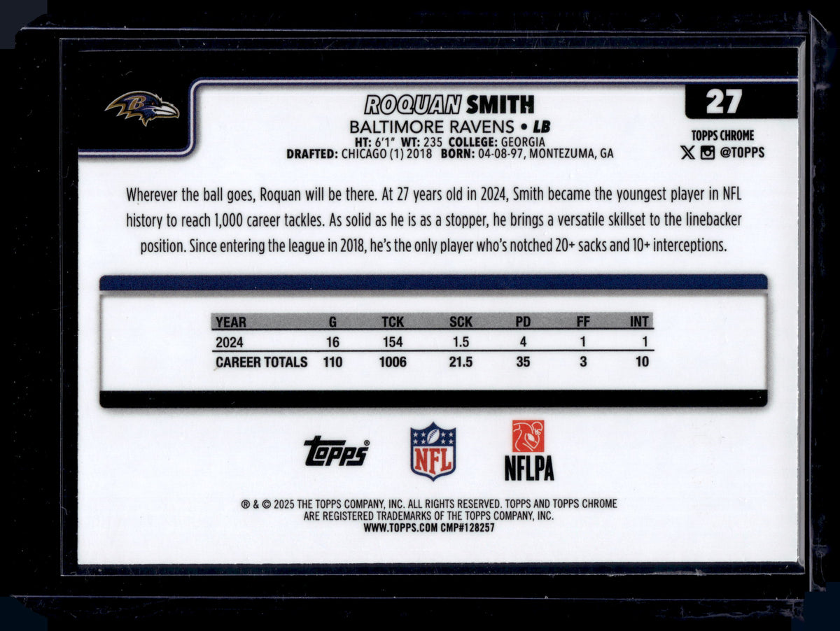 HL-P01 2025 Topps Chrome Roquan Smith #27 Pink Refractor /250