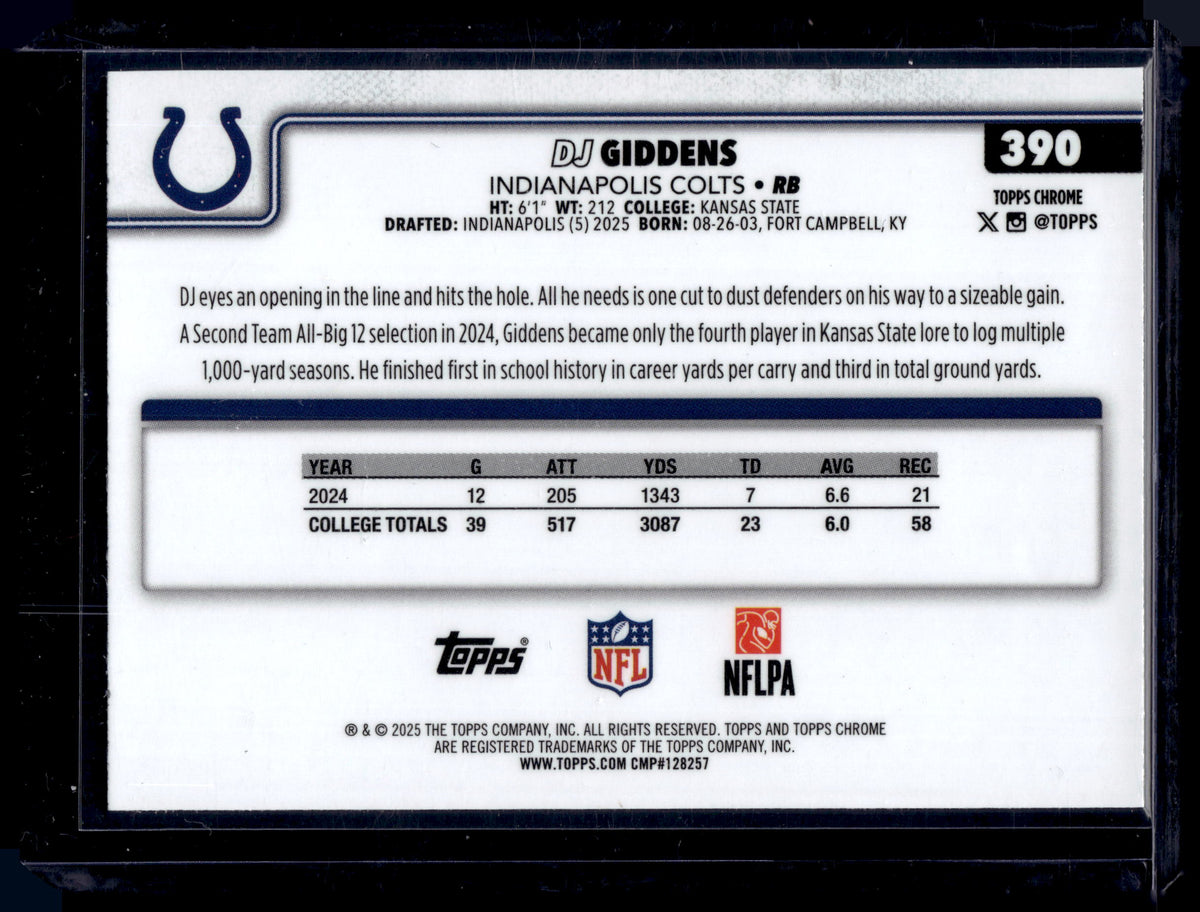 HL-P01 2025 Topps Chrome DJ Giddens #390 Geometric Refractor RC