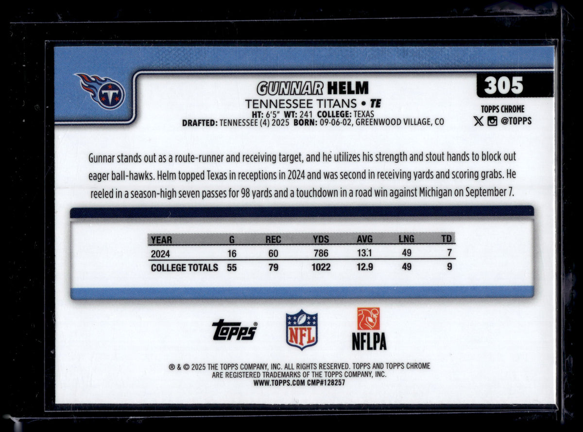 HL-P01 2025 Topps Chrome Gunnar Helm #305 Geometric Refractor RC