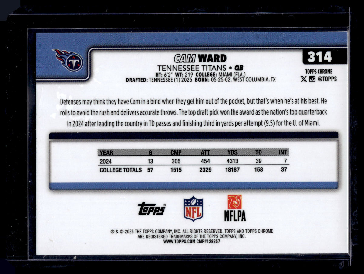HL-P01 2025 Topps Chrome Cam Ward #314 RC