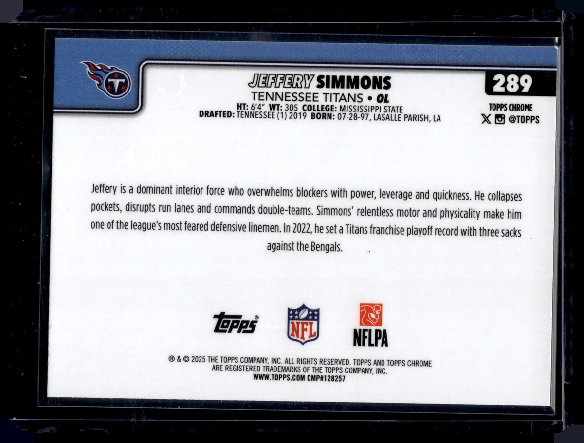 HL-P01 2025 Topps Chrome Jeffery Simmons #289 Prizm Refractor
