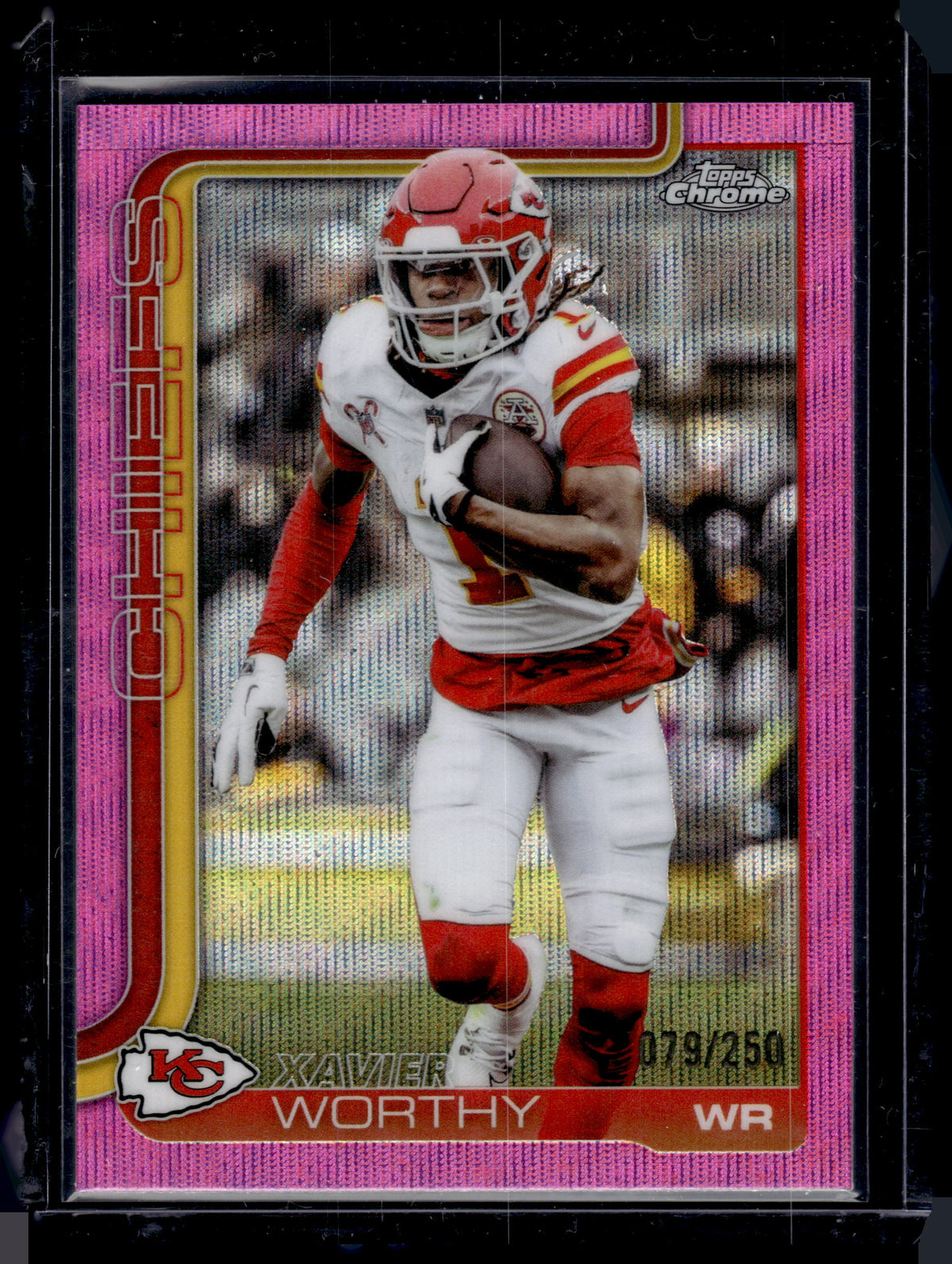 HL-P01 2025 Topps Chrome Xavier Worthy #145 Pink Wave Refractor /250