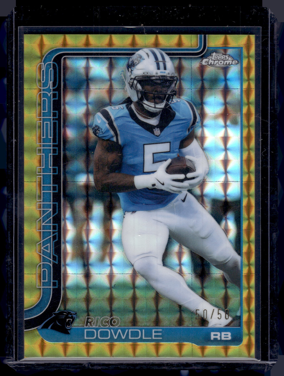 HL-P01 2025 Topps Chrome Rico Dowdle #43 Gold Geometric /50