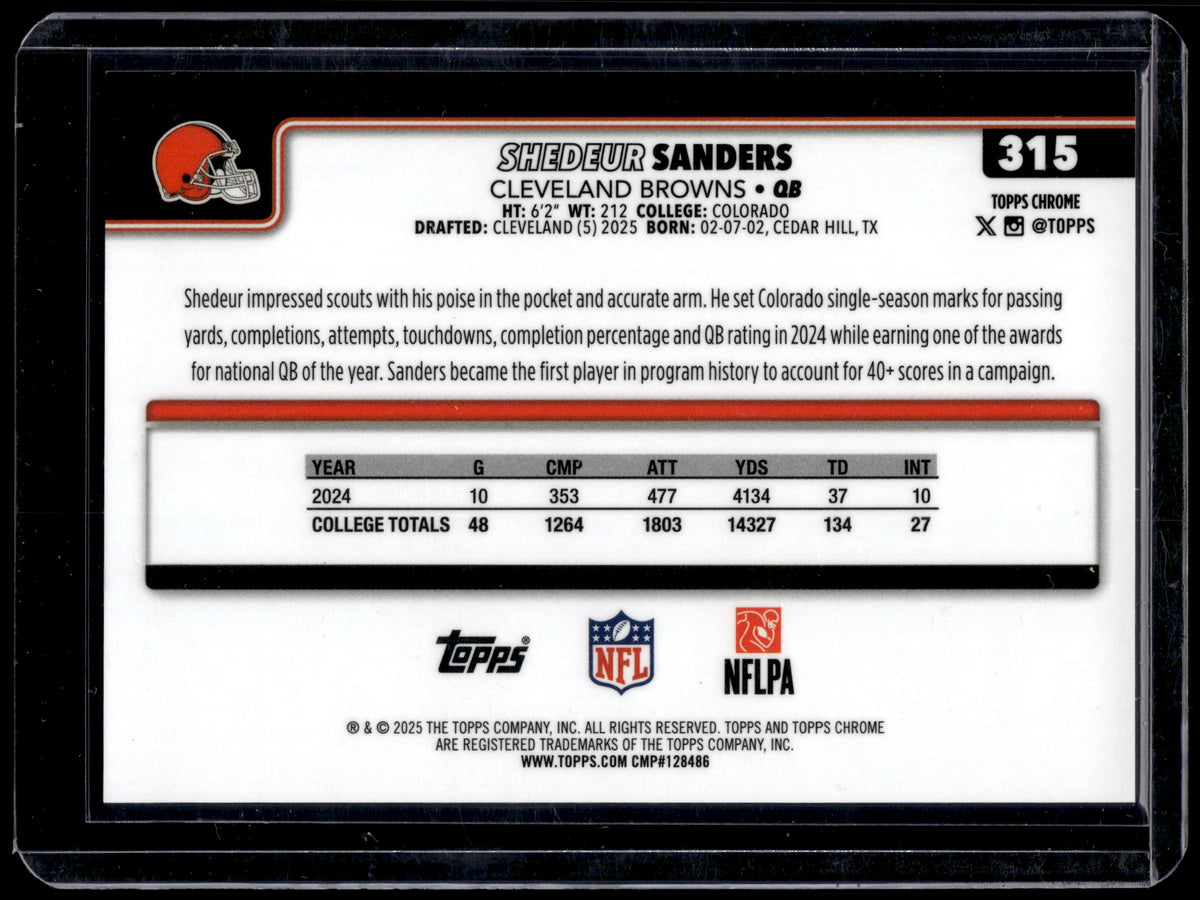 HL-P01 2025 Topps Chrome Shedeur Sanders #315 Gold Geometric /50 RC