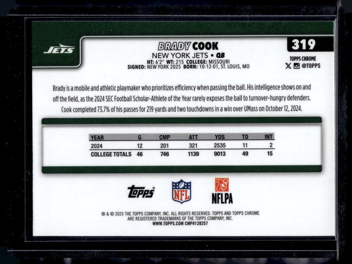 HL-P01 2025 Topps Chrome Brady Cook #319 Geometric Refractor RC