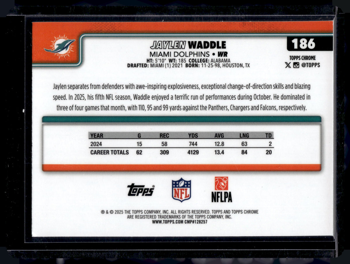 HL-P01 2025 Topps Chrome Jaylen Waddle #186 Geometric Refractor