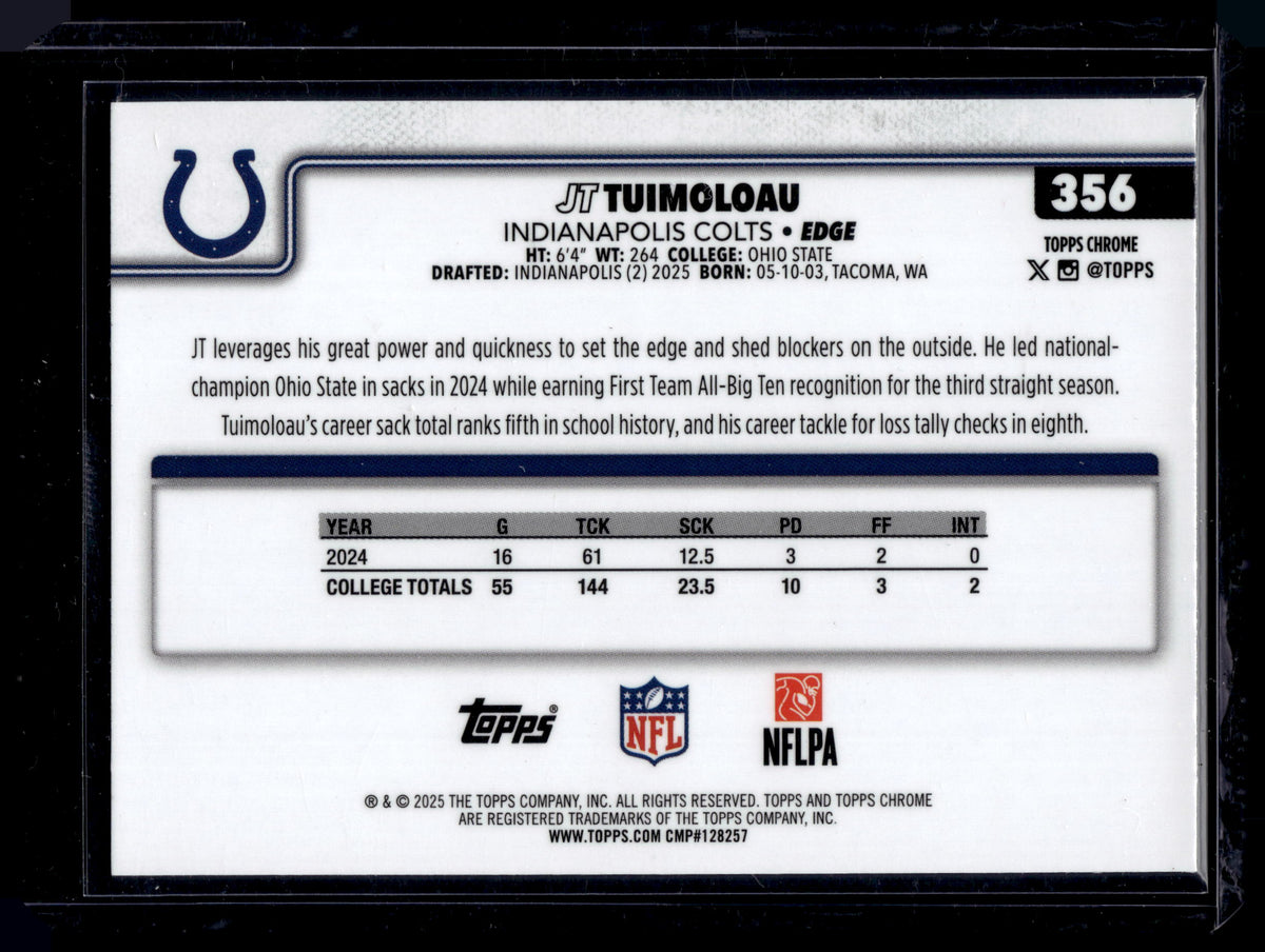 HL-P01 2025 Topps Chrome JT Tuimoloau #356 Blue Geometric Refractor /150 RC