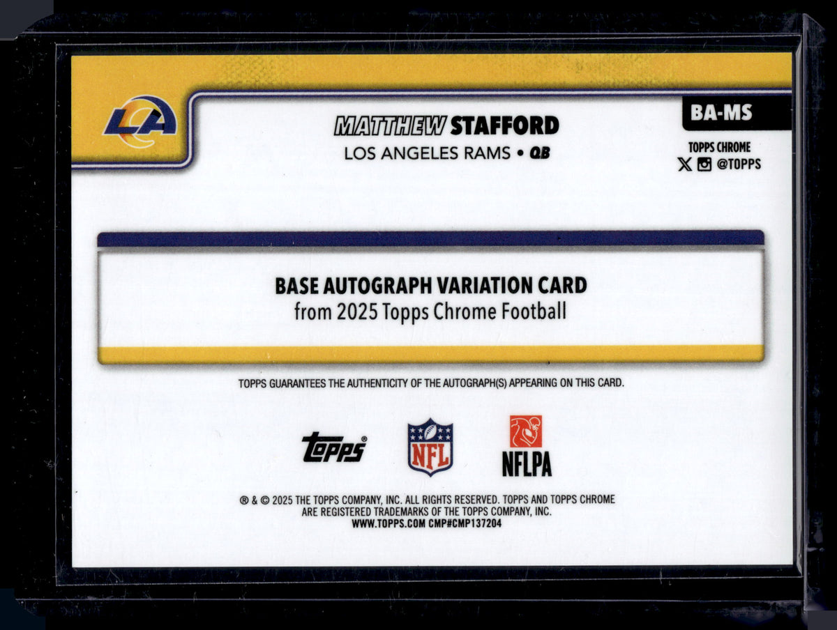 HL-P01 2025 Topps Chrome Matthew Stafford Gold Geometric Auto /50 Rams
