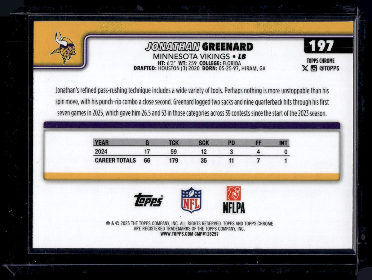 HL-P01 2025 Topps Chrome Jonathan Greenard #197 Geometric Refractor