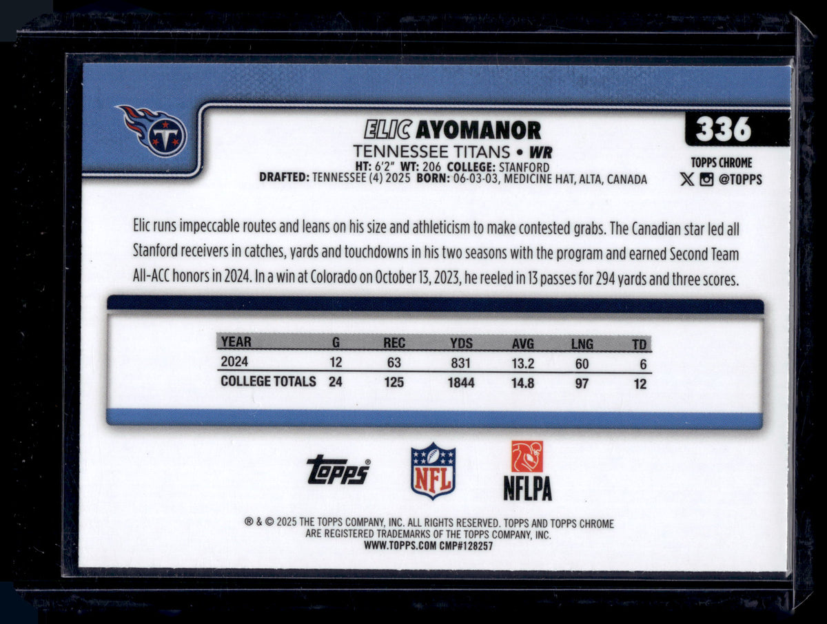 HL-P01 2025 Topps Chrome Elic Ayomanor #336 Refractor RC