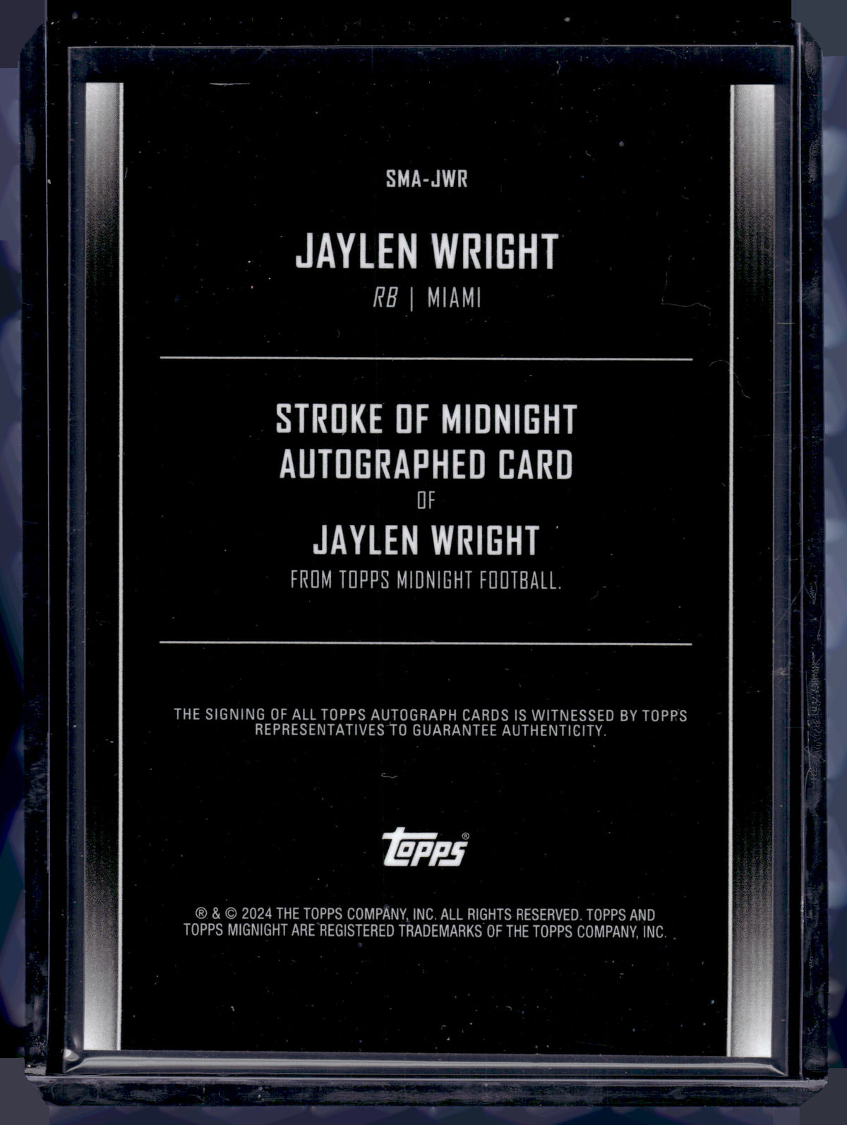 HL-P02 2024 Topps Midnight Stroke of Midnight Jaylen Wright #SMA-JWR Auto RC