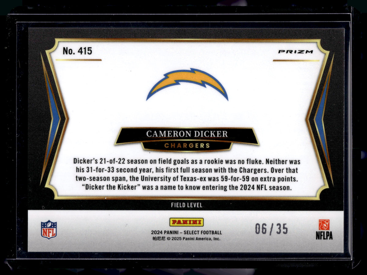 HL-P02 2024 Panini Select Prizm Cameron Dicker #415 White Prizm /35
