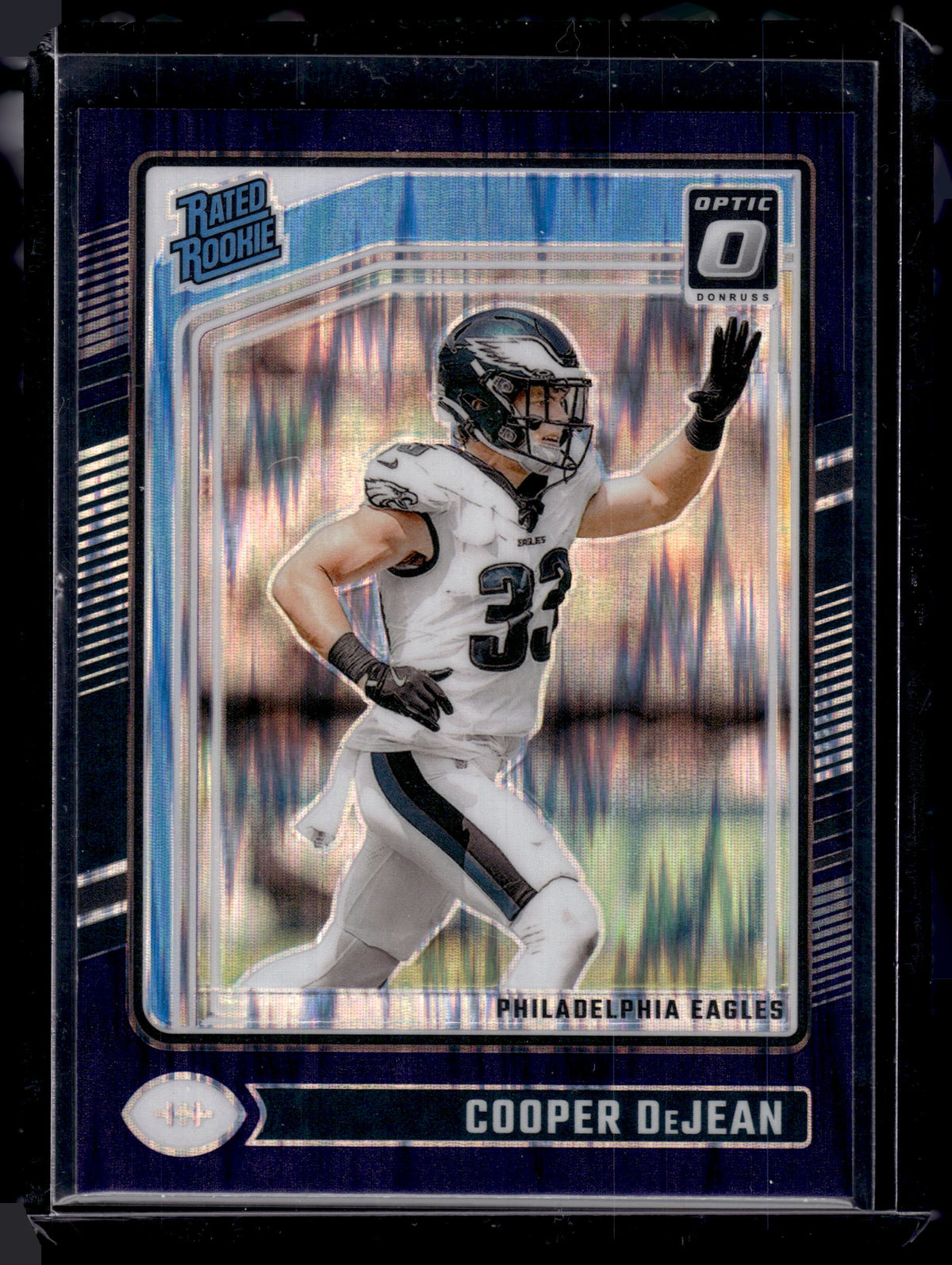 HL-P02 2024 Panini Donruss Purple Shock Prizm Cooper DeJean #221 Rated Rookie