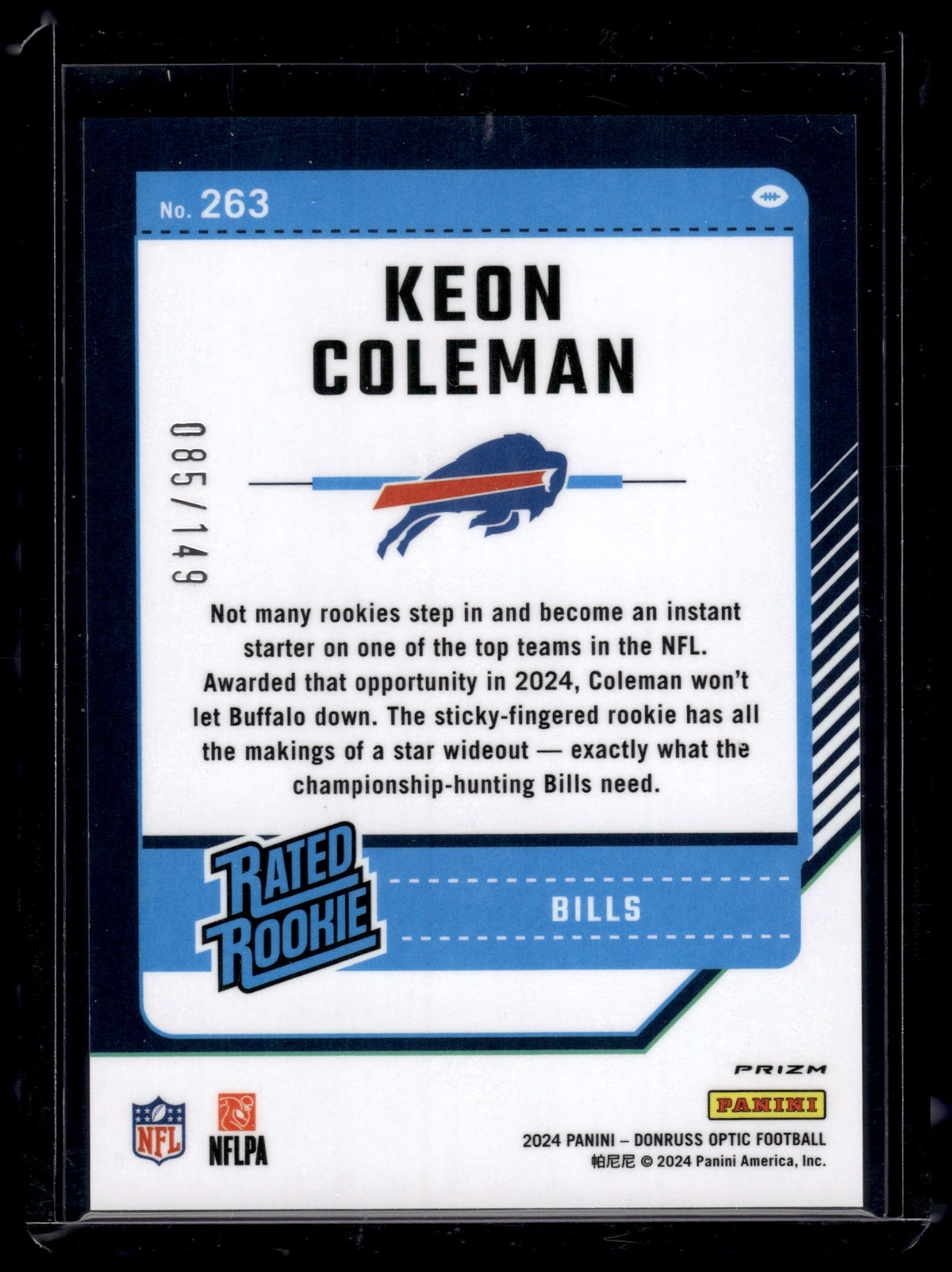 HL-P02 2024 Panini Donruss Optic Keon Coleman #263 Flex Prizm /149 Rated Rookie