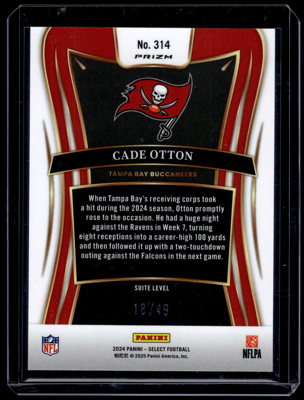 HL-P02 2024 Panini Select Prizm Suite Level Cade Otton #314 Red Disco /49