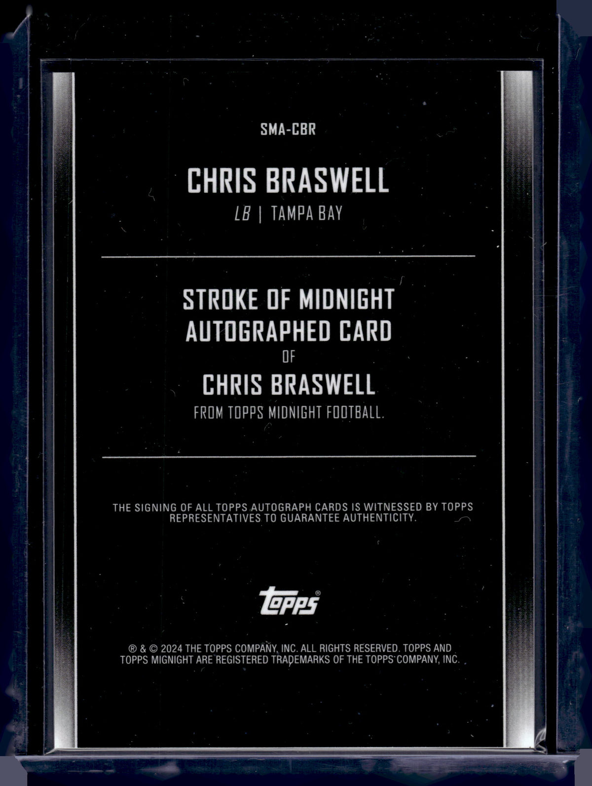 HL-P02 2024 Topps Midnight Football Stroke of Midnight Chris Braswell #SMA-CBR
