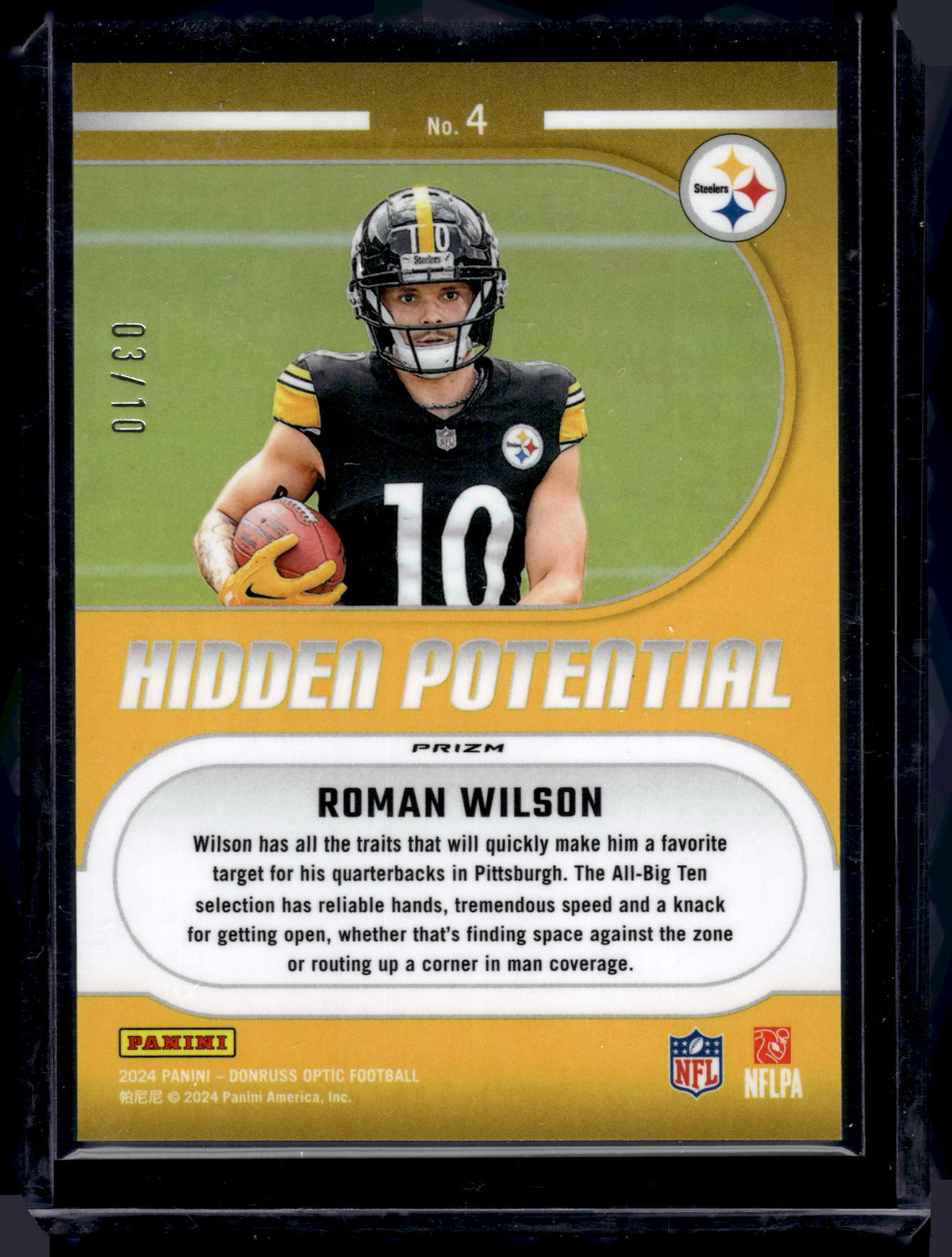 HL-P02 2024 Panini Donruss Optic Hidden Potential Roman Wilson #4 Gold /10 RC