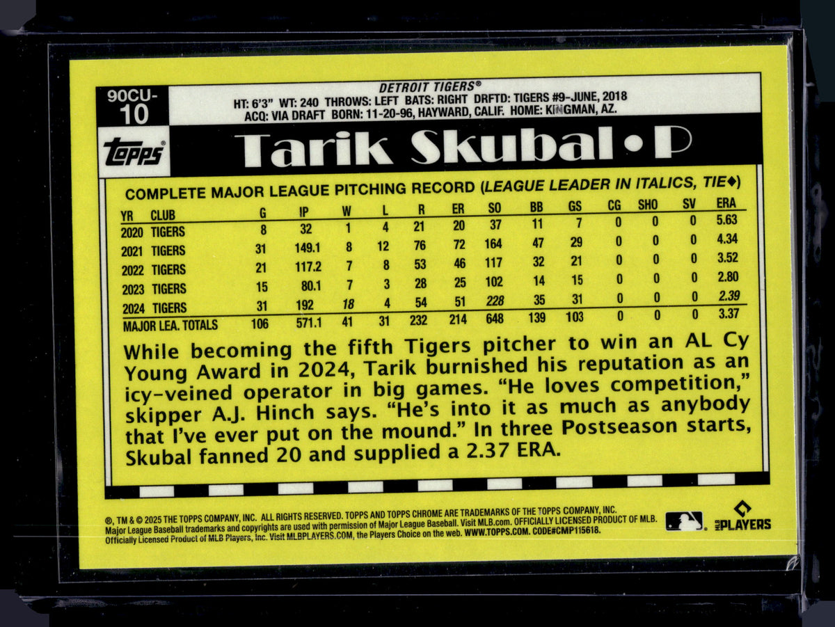 HL-P01 2025 Topps Chrome 1990 Topps Baseball Tarik Skubal #90CU-10 Geometric