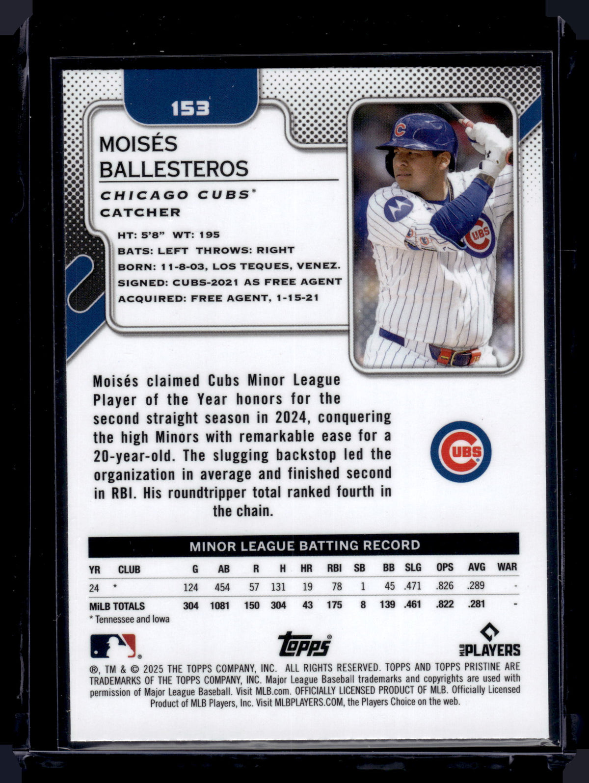 HL-P01 2025 Topps Pristine Moisés Ballesteros #153 White RC
