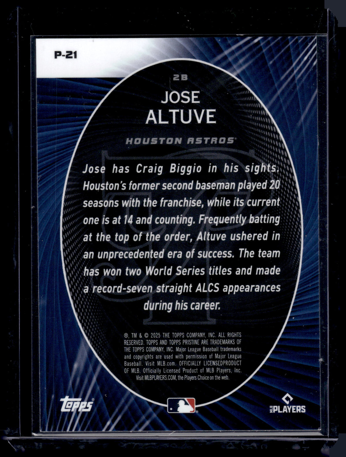 HL-P01 2025 Topps Pristine Perseverance Jose Altuve #P-21 Refractor