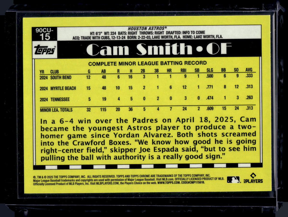 HL-P01 2025 Topps Chrome Topps 35th Anniv Cam Smith #90CU-15 Geometric Refr RC
