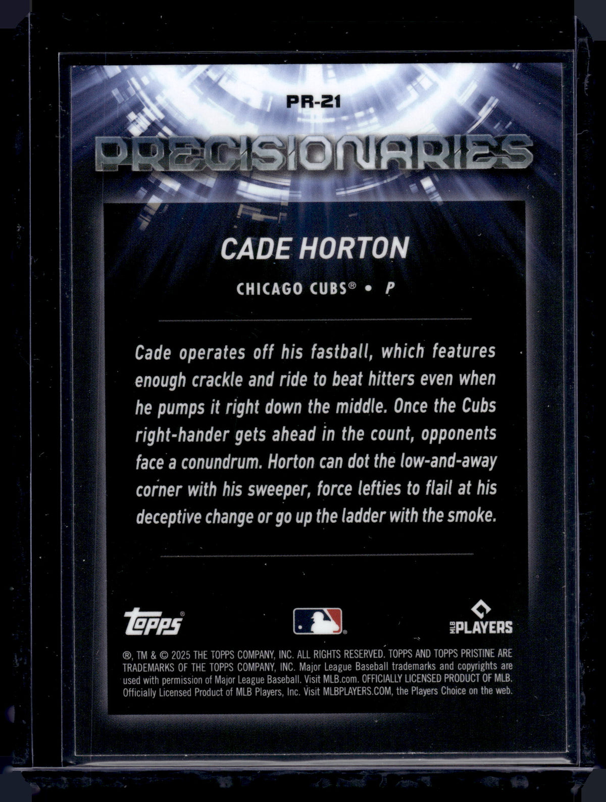 HL-P01 2025 Topps Pristine Precisionaries Cade Horton #PR-21 Refractor RC