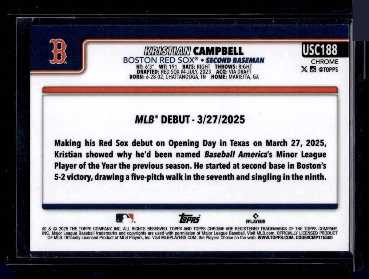 HL-P01 2025 Topps Chrome Kristian Campbell #USC188 Geometric RC