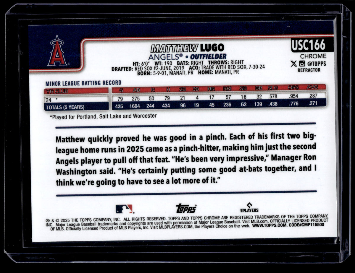 HL-P01 2025 Topps Chrome Matthew Lugo #USC166 Refractor RC
