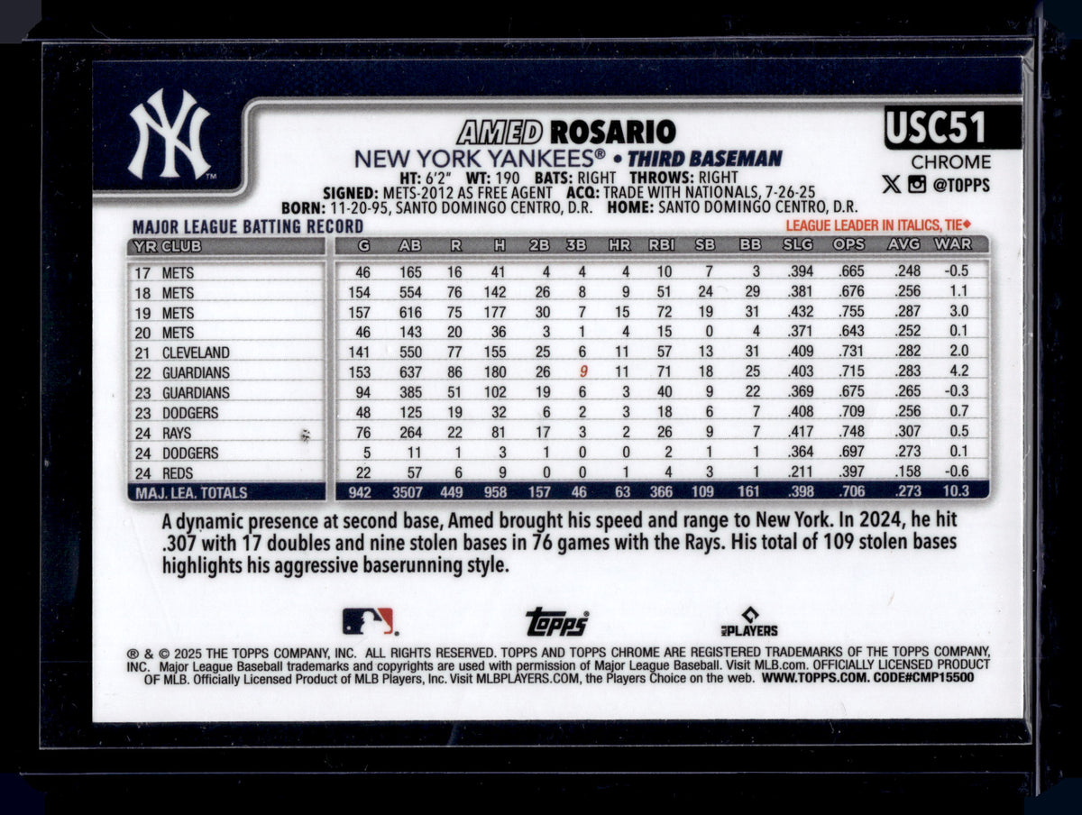 HL-P01 2025 Topps Chrome Update Amed Rosario #USC51 Geometric Refractor