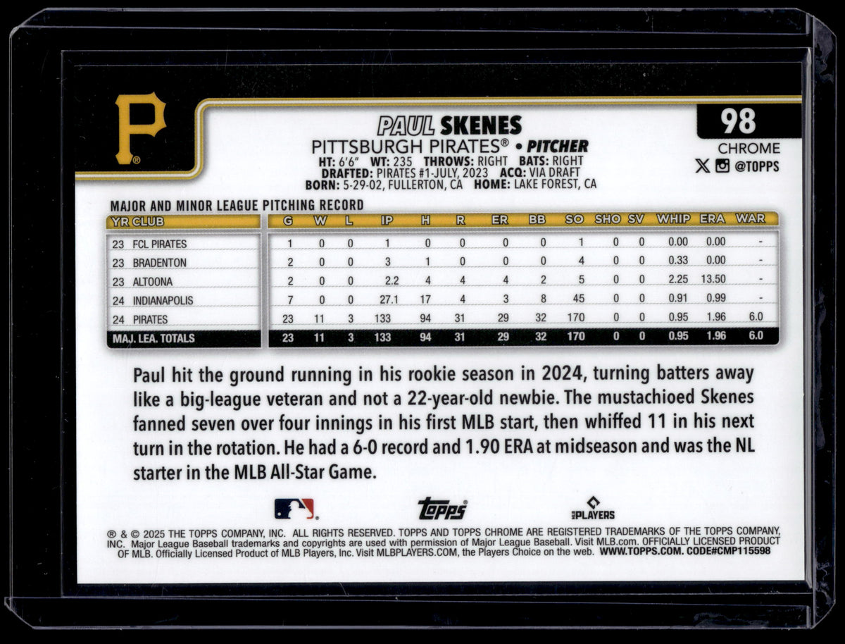 HL-P01 2025 Topps Chrome Paul Skenes #98 CupFractor All-Star Rookie Cup