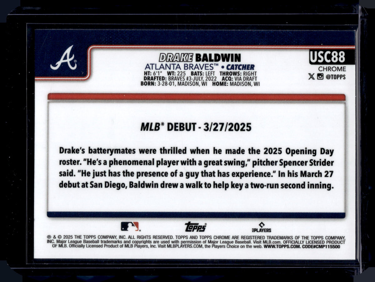 HL-P01 2025 Topps Chrome Drake Baldwin #USC88 Geometric Refractor RC