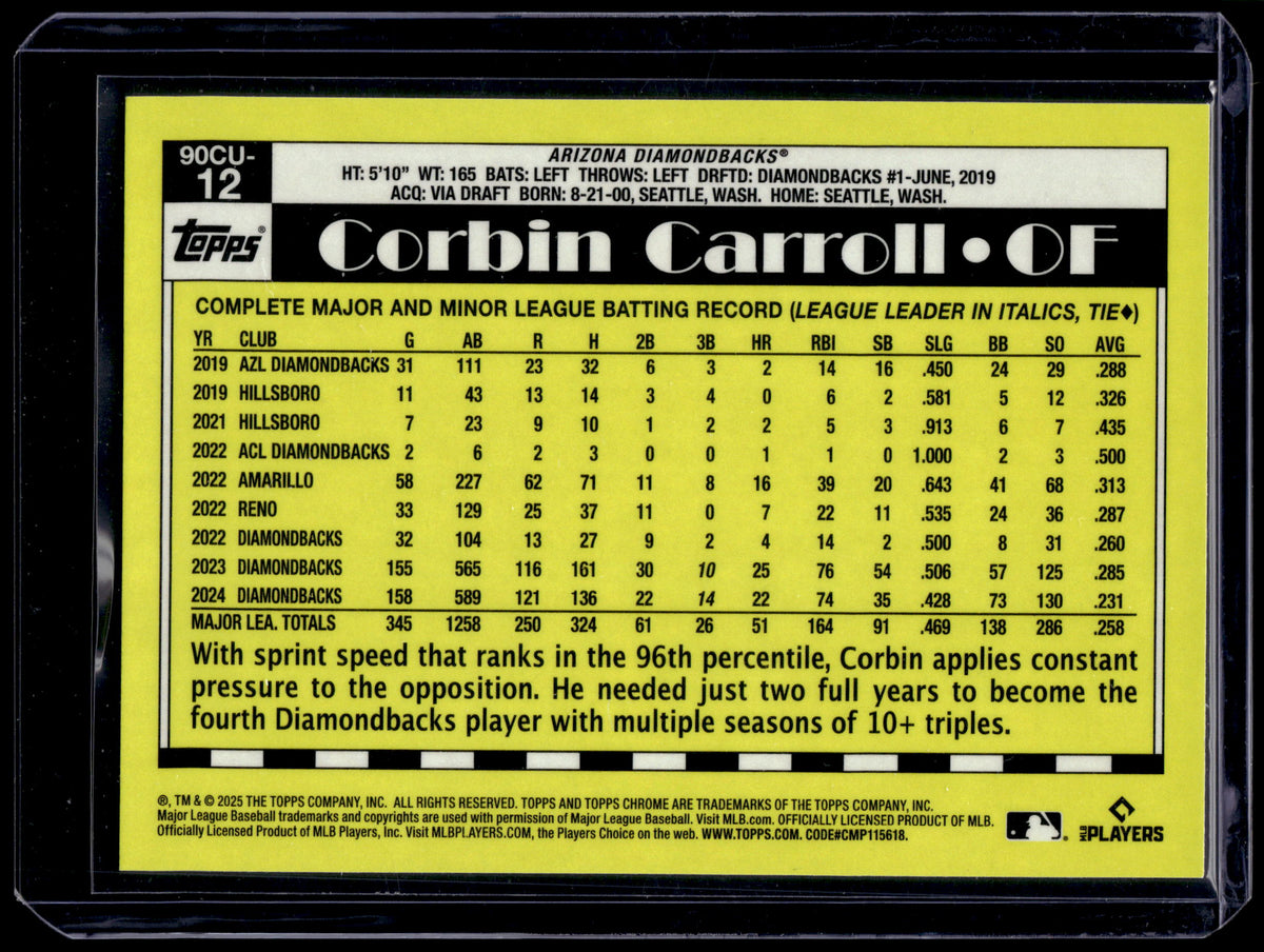 HL-P01 2025 Topps Chrome 1990 Corbin Carroll #90CU-12 Geometric Refractor