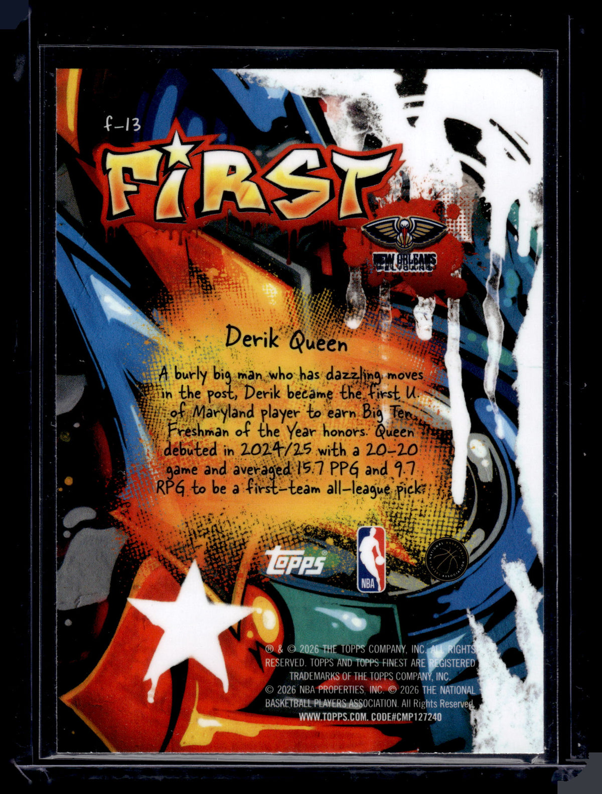 HL-P01 2026 Topps Finest First Derik Queen #F-13 RC