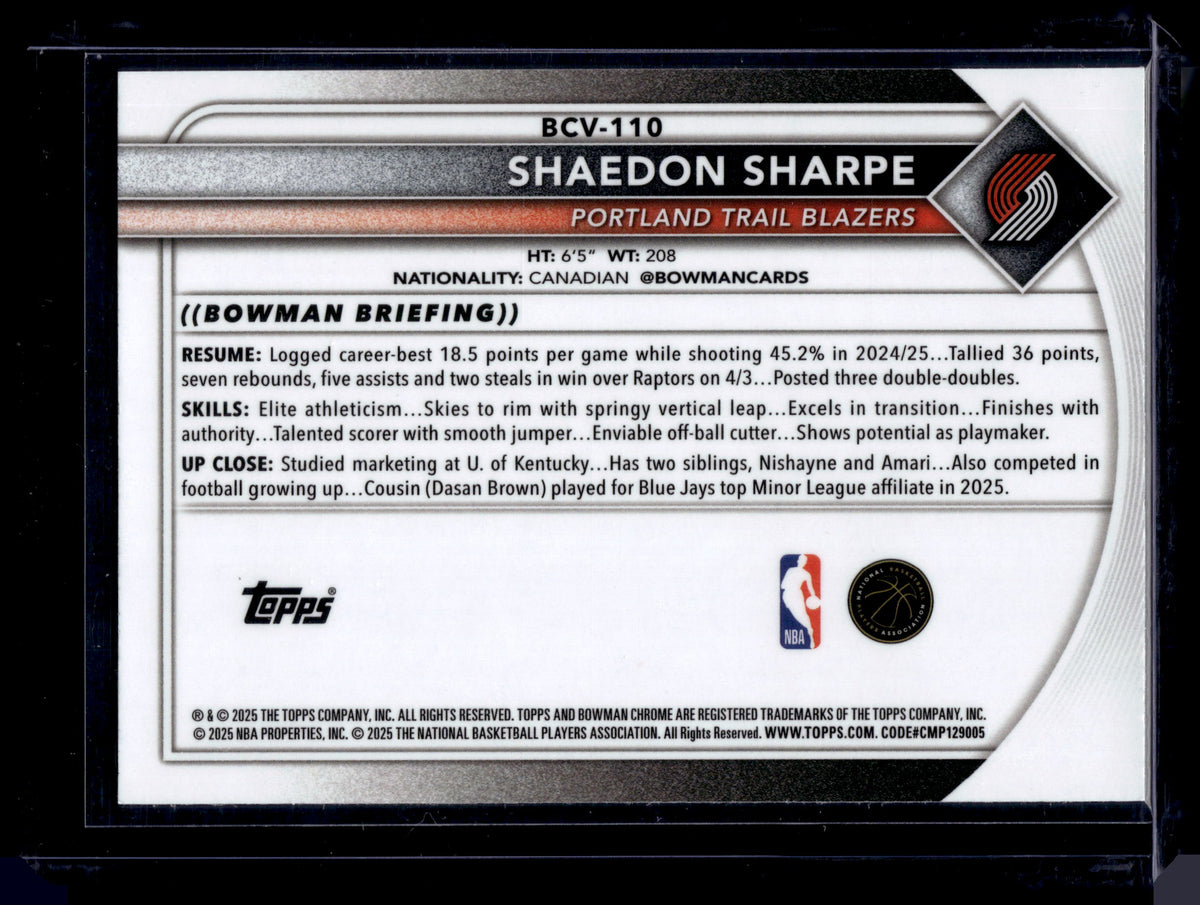 HL-P01 2025 Topps Bowman Chrome Shaedon Sharpe #BCV-110 Geometric Refractor