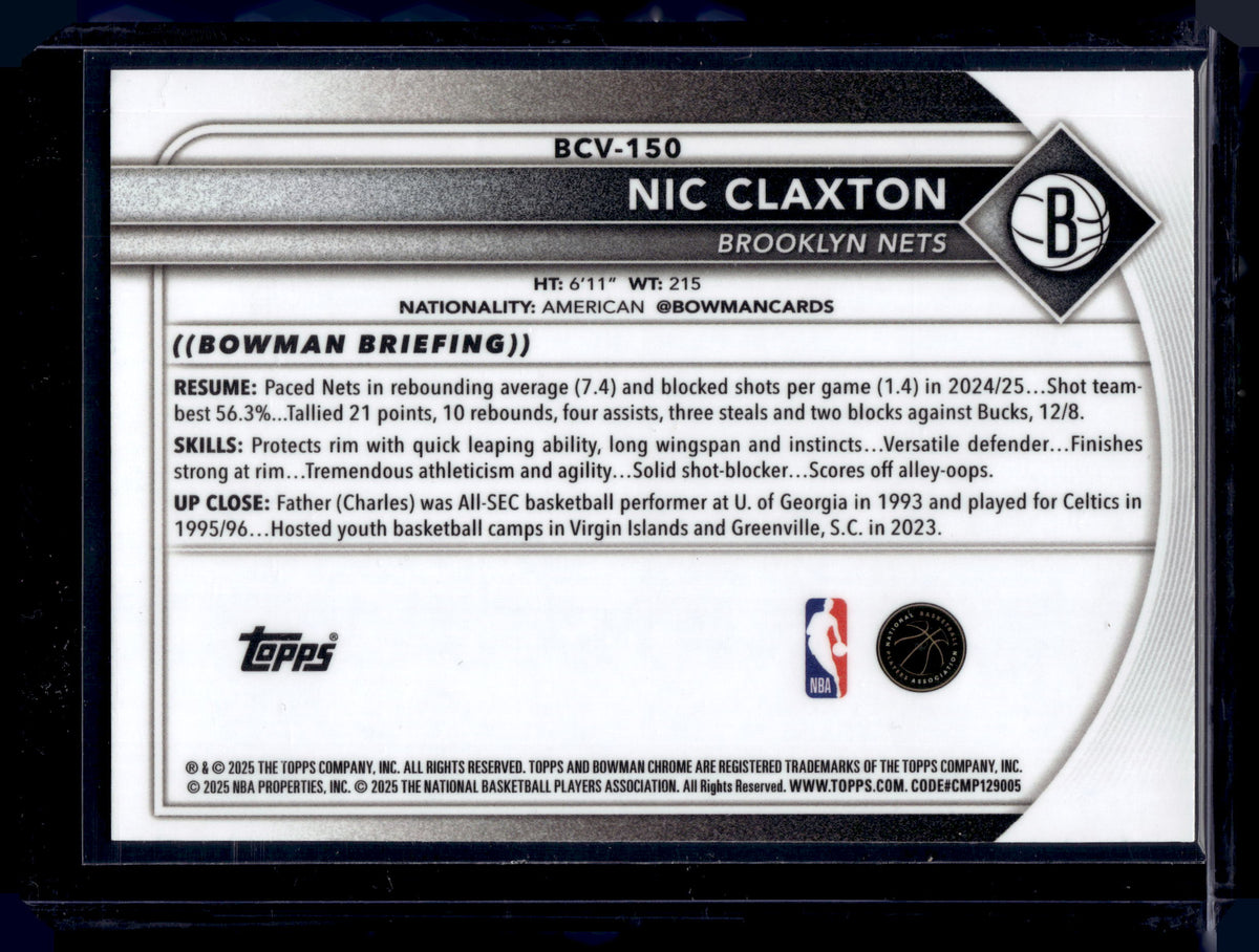 HL-P01 2025 Bowman Chrome University Nic Claxton #BCV-150 Geometric Refractor