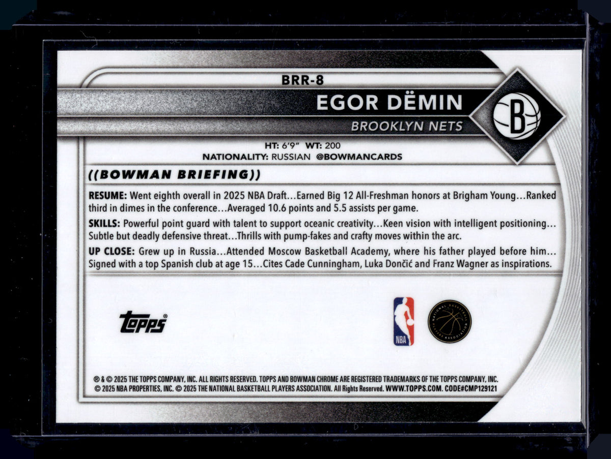 HL-P01 2025 Topps Bowman Chrome Egor Demin #BRR-8 Refractor RC