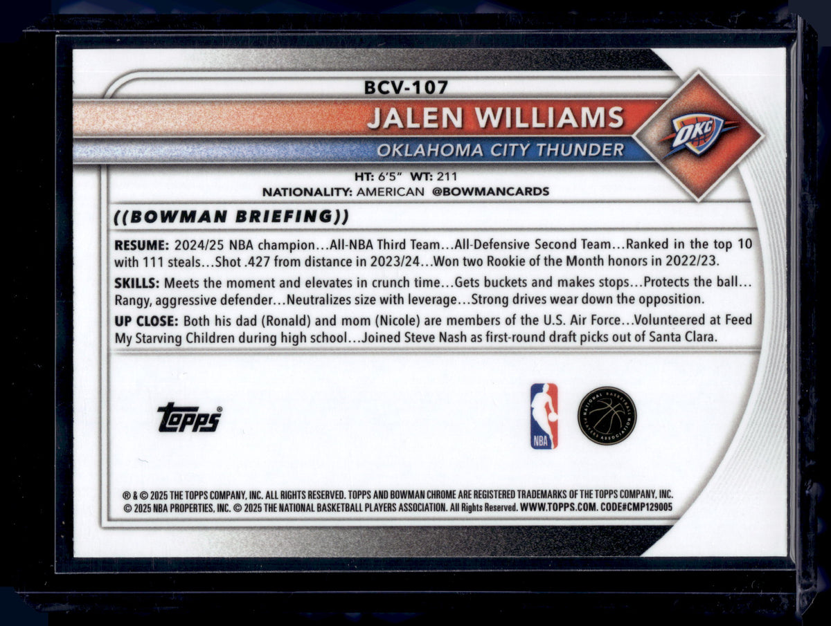 HL-P01 2025 Topps Bowman Chrome Jalen Williams #BCV-107 Green Geometric /99