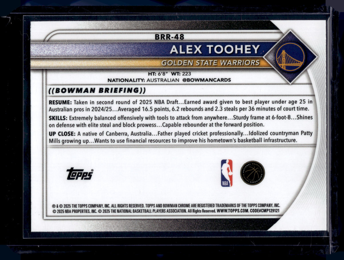 HL-P01 2025 Bowman Chrome Alex Toohey #BRR-48 Refractor RC