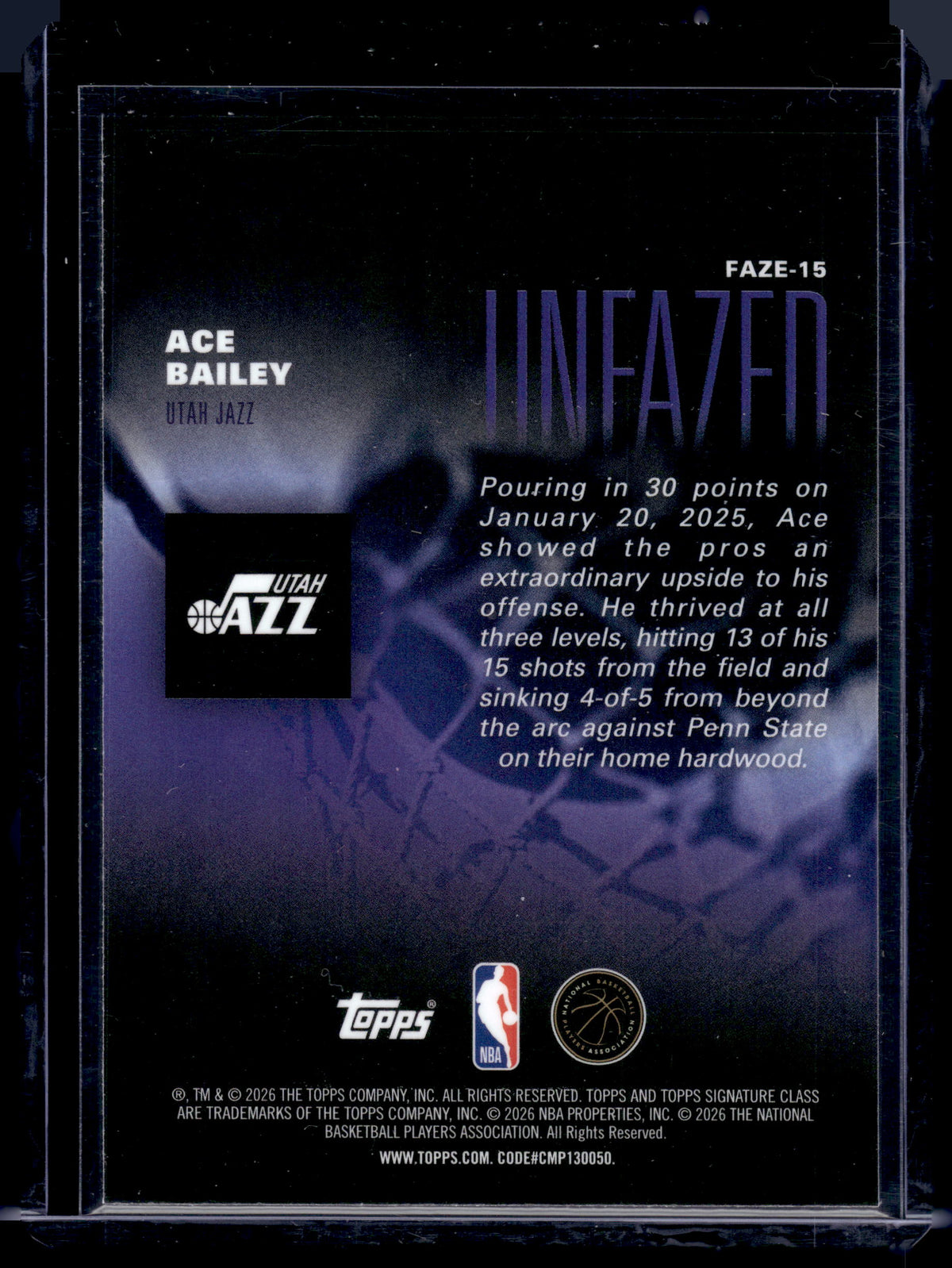 HL-P01 2026 Topps Unfazed Ace Bailey #FAZE-15 RC