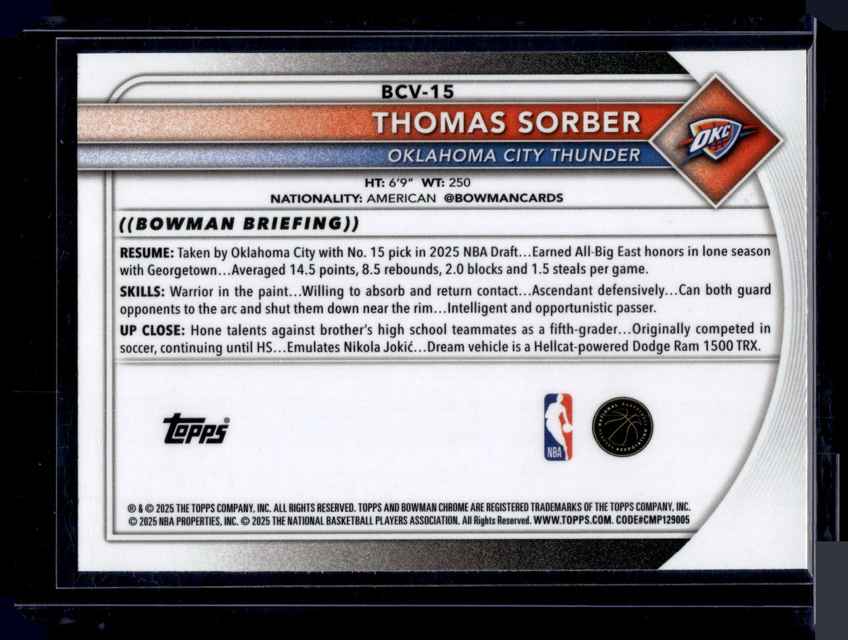 HL-P01 2025 Topps Bowman Chrome Thomas Sorber #BCV-15 Geometric RC