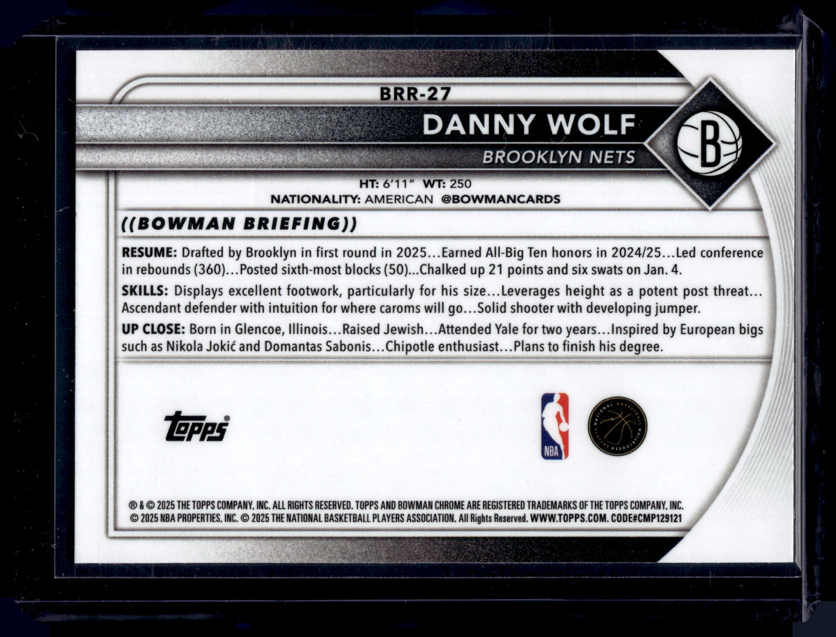 HL-P01 2025 Bowman Chrome Danny Wolf #BRR-27 Refractor RC