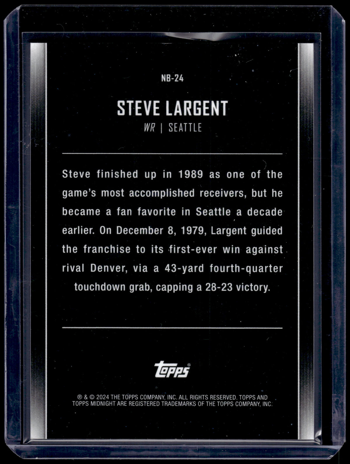 HL-P02 2024 Topps Midnight Nightball Steve Largent #NB-24 Refractor /25