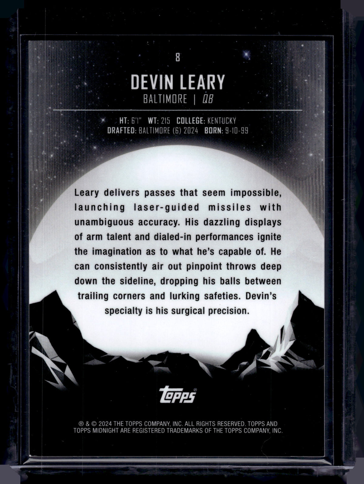 HL-P02 2024 Topps Midnight Devin Leary #8 /149 RC