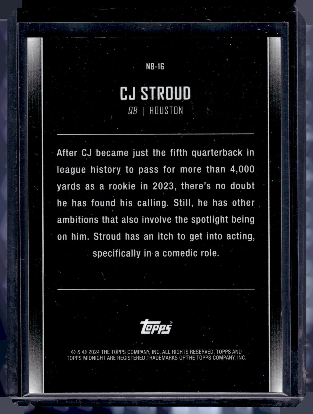 HL-P02 2024 Topps Midnight Nightball C.J. Stroud #NB-16