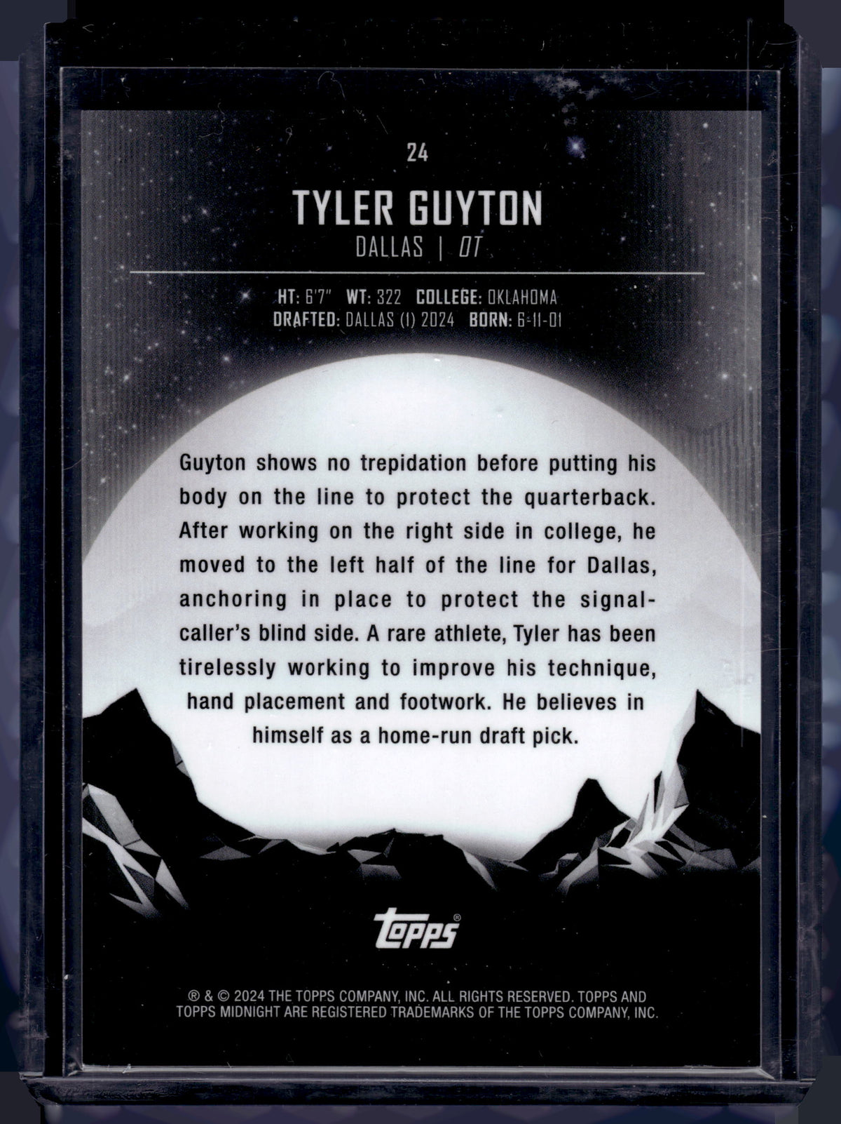 HL-P02 2024 Topps Midnight Tyler Guyton #24 /25 RC