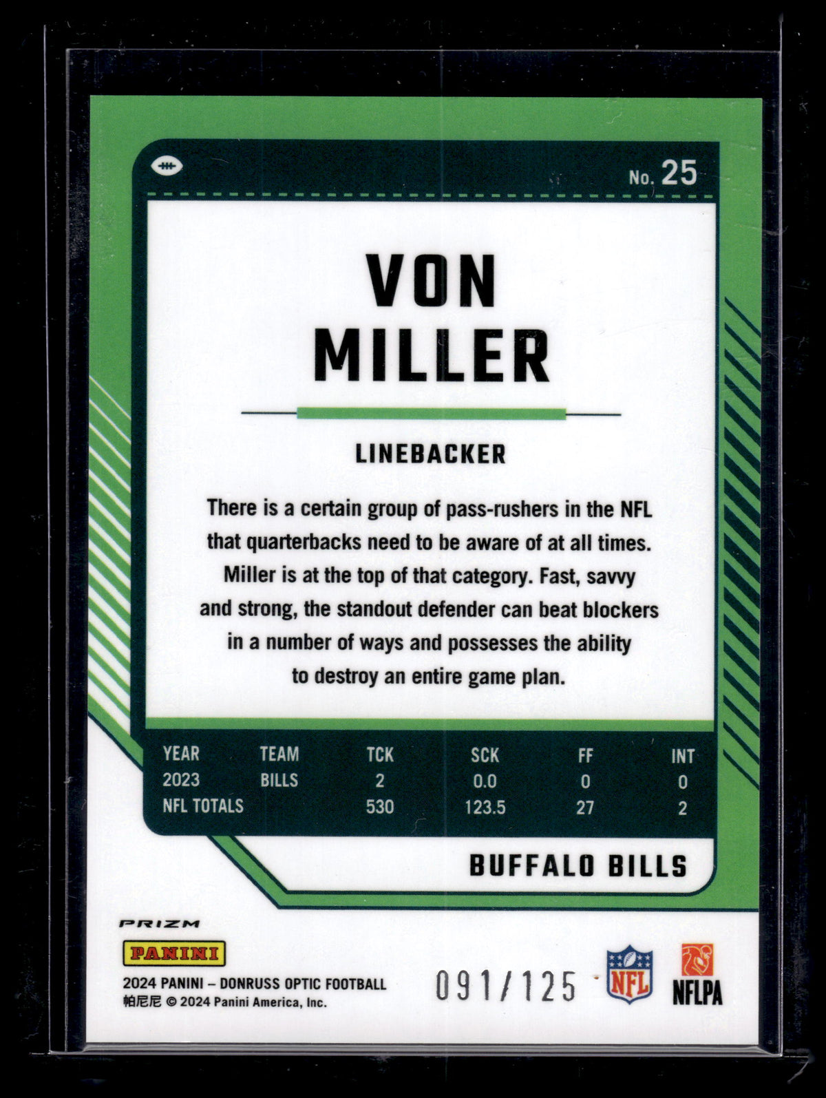 HL-P02 2024 Panini Donruss Optic Prizm Von Miller #25 Red /125